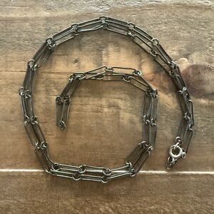 Vintage Native Navajo Handmade Sterling Silver Paperclip Chain Necklace 23”